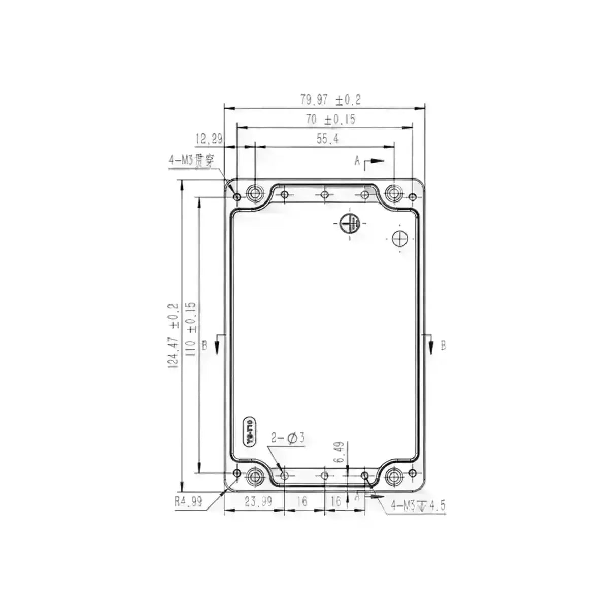 IP68 waterproof diecast aluminum enclosure 125X80X57mm - Yongu Case