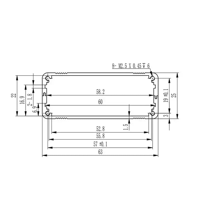 Extruded Aluminum Chassis 63W25H - Yongu Case
